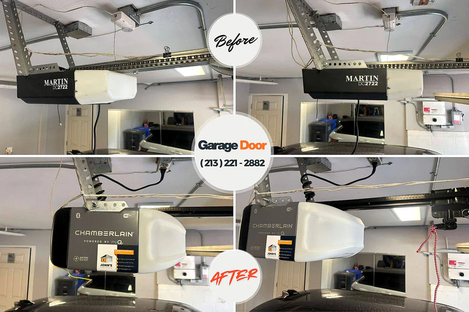 Before and after: garage door repair Greenfield, CA